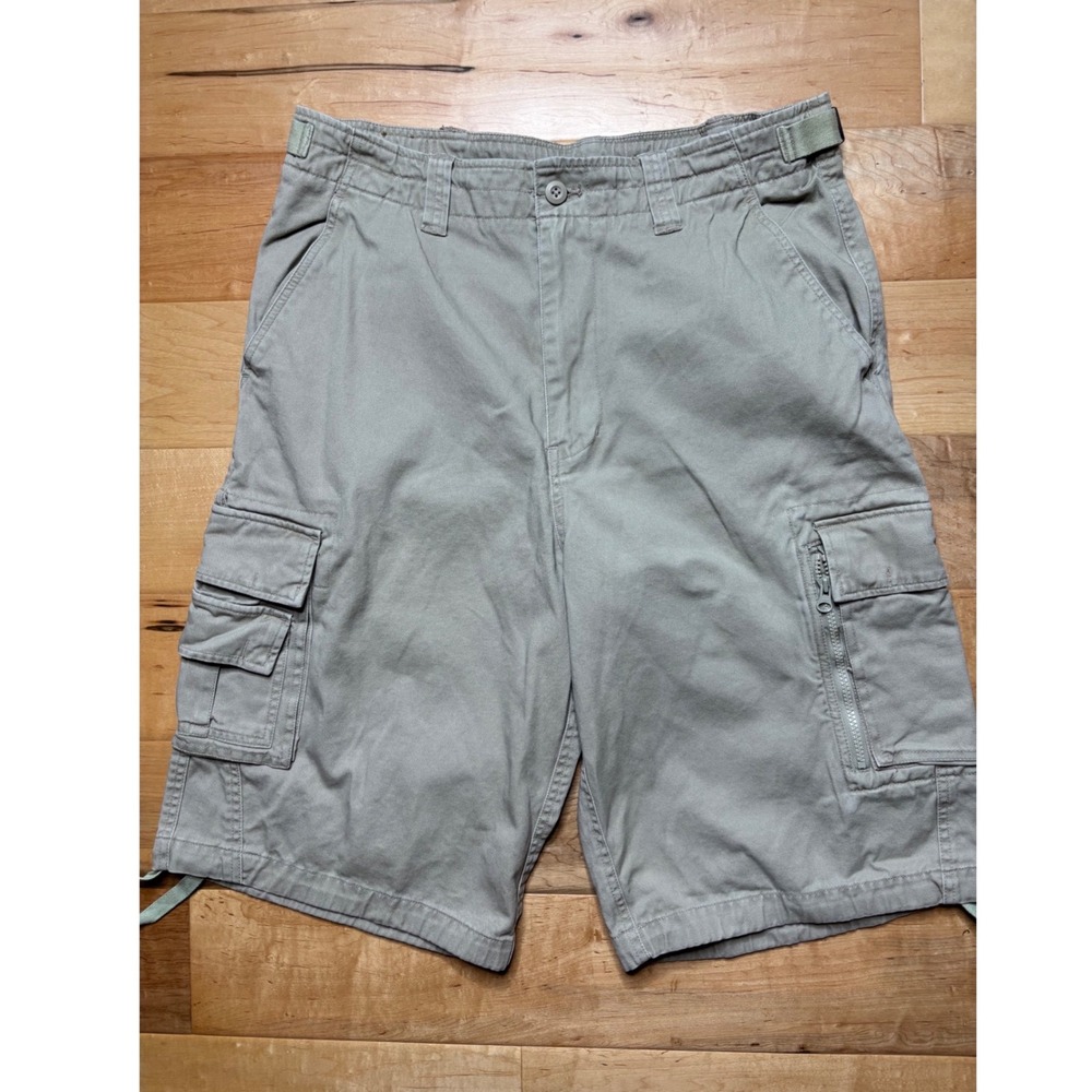 U.S. Expedition Cargo Shorts Men 34 (Tag 36) Tan Khaki Multi Pocket Cotton